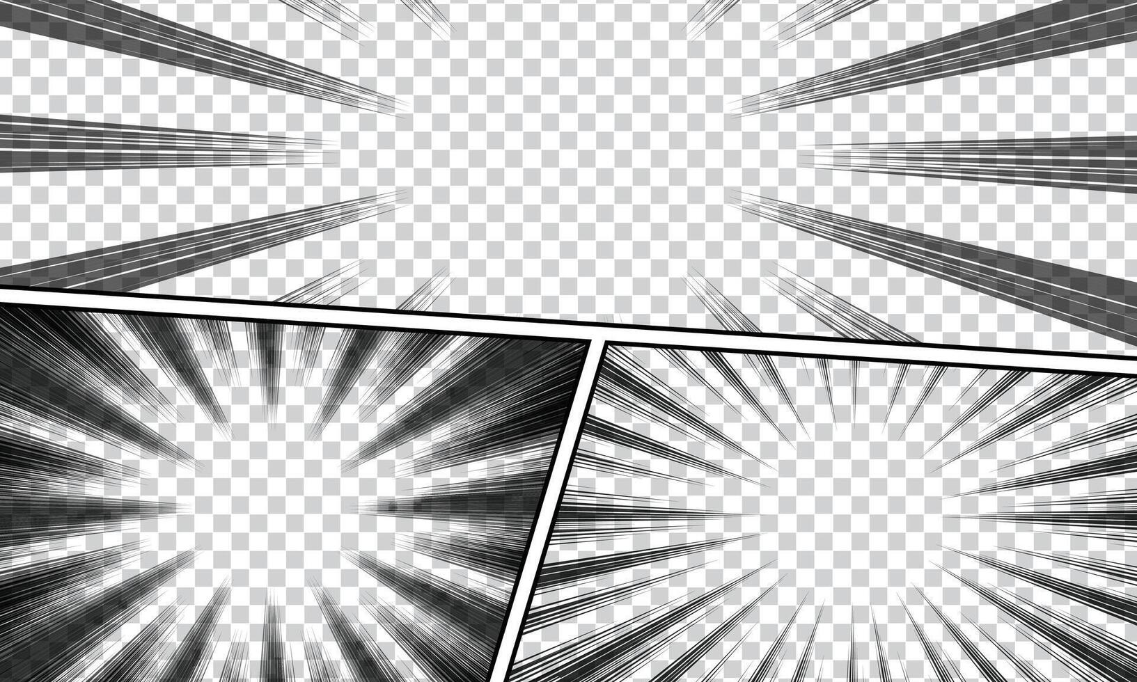 Comic book page concept with radial circle halftone lines effect. vector