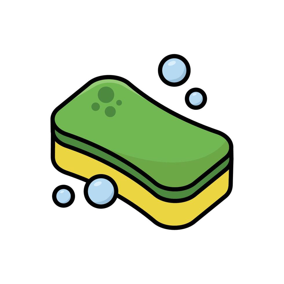 Line Art Cleaning Sponge Icons vector