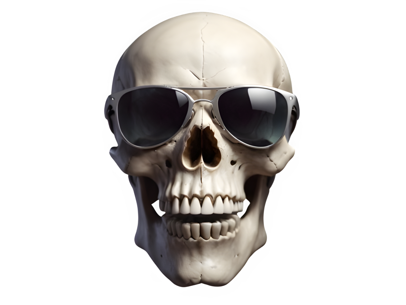 Creepy Skull Wearing Sunglasses - Isolated Artwork png
