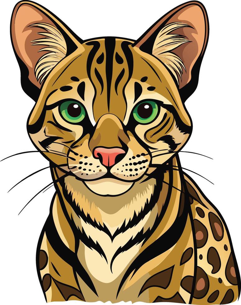Elegant Ocelot Illustration Available on EPS File vector