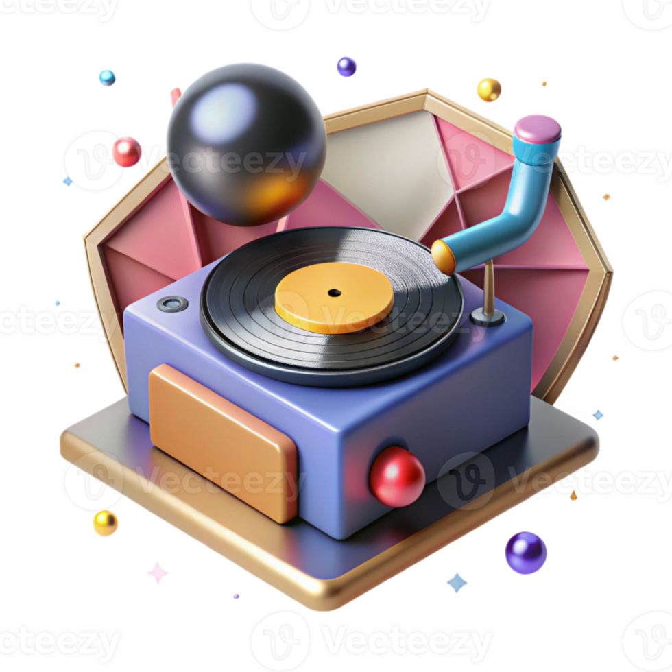 impressive contemporary Vinyl Record Player with Speakers Transparent Audio Setup professional png