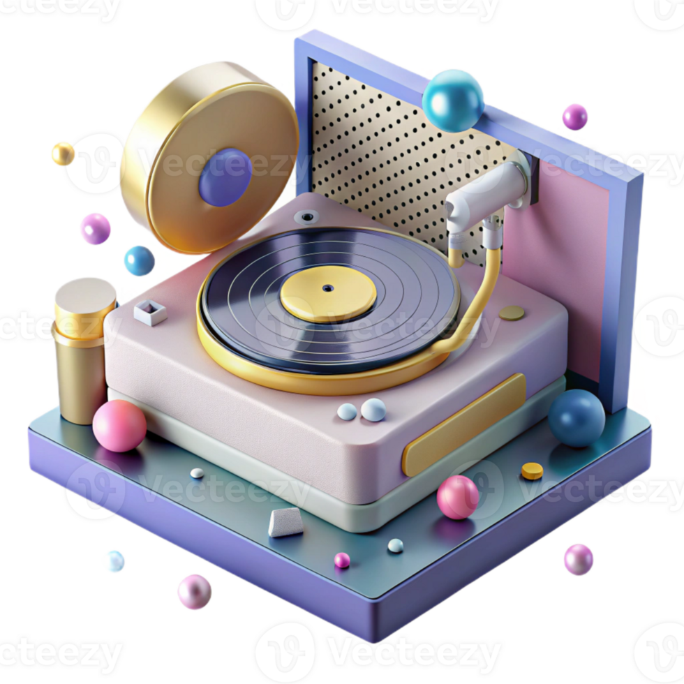 extraordinary creative Vinyl Record Player Turntable Setup Cutout for Dj Projects high quality png