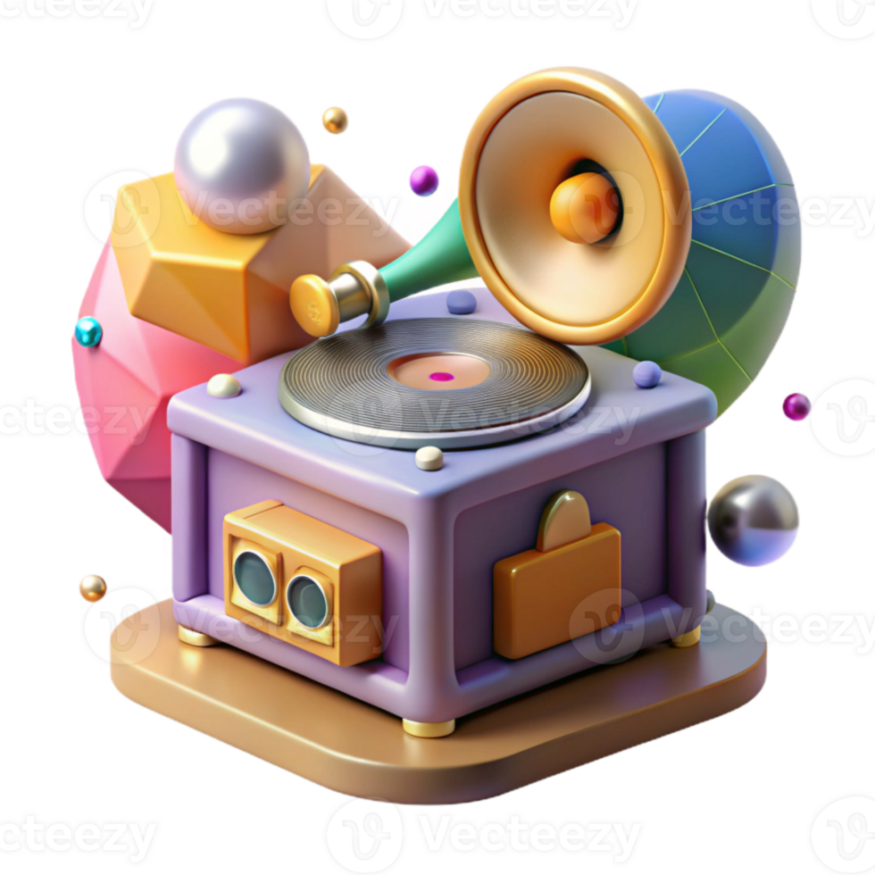 serene creative Vinyl Record Player with Speakers Transparent Audio Setup genuine png