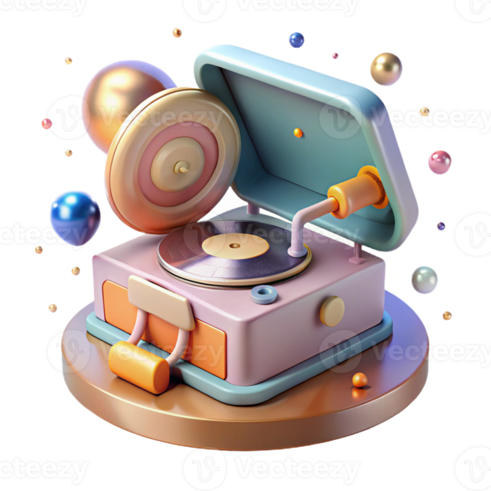 stunning traditional Vinyl Record Player with Speakers Transparent Audio Setup high quality png