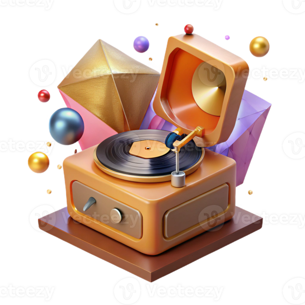 wonderful classic Vinyl Record Player with Speakers Transparent Audio Setup original png