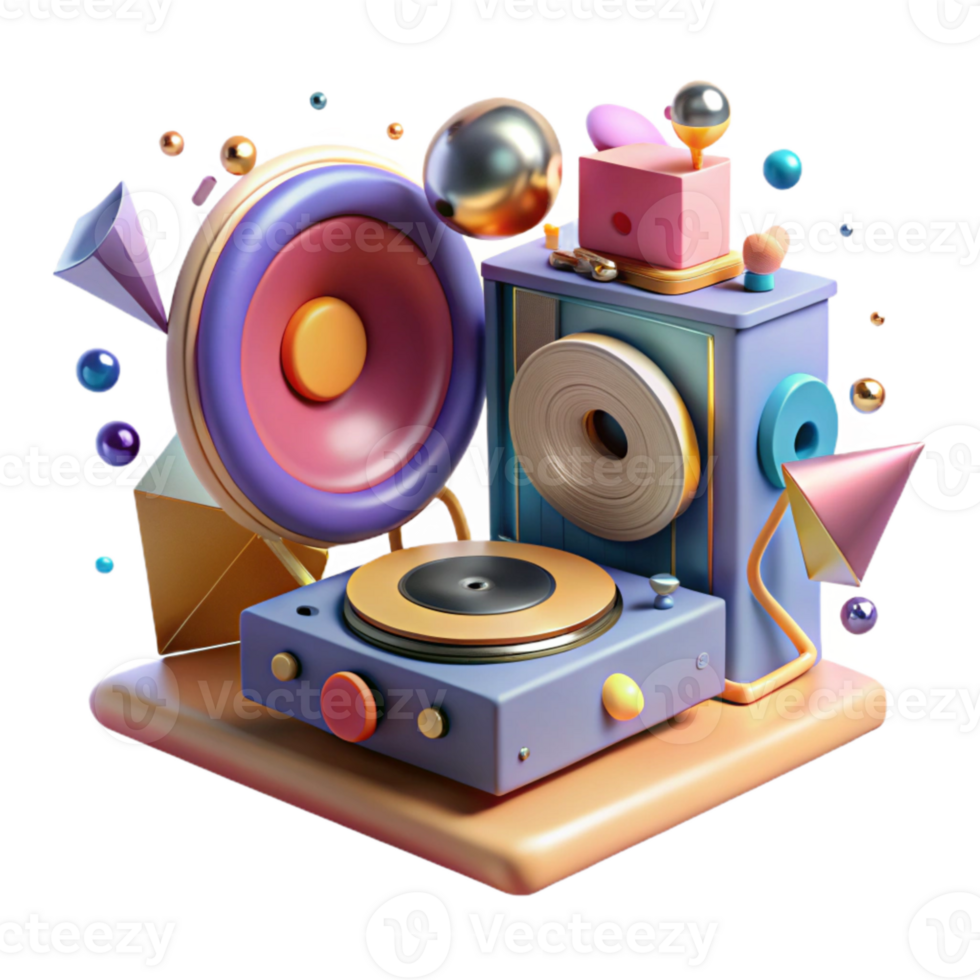 stunning classic Vinyl Record Player with Speakers Transparent Audio Setup exclusive png