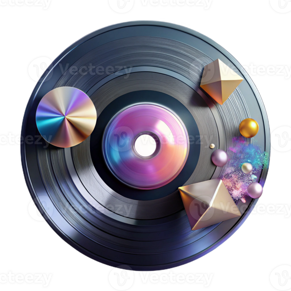 serene traditional Vinyl Record Reflection on a Surface Isolated png