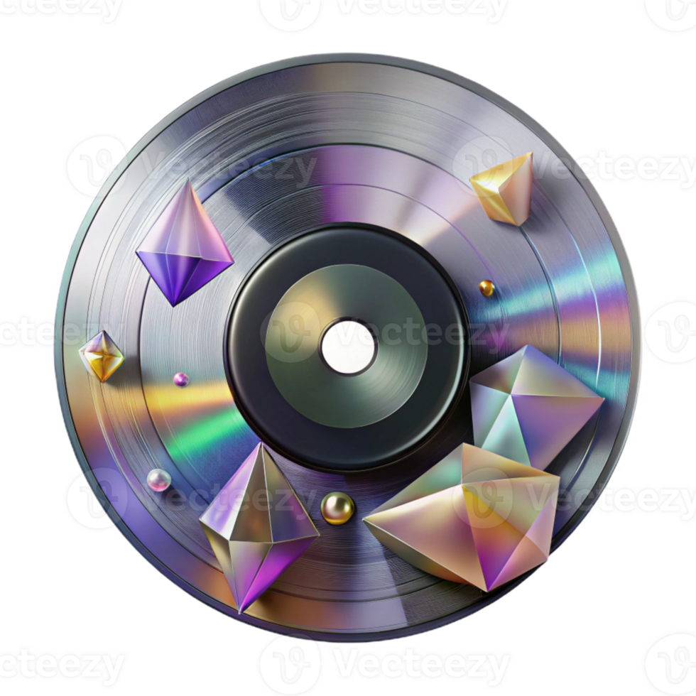impressive artistic Vinyl Record Reflection on a Surface Isolated high quality png