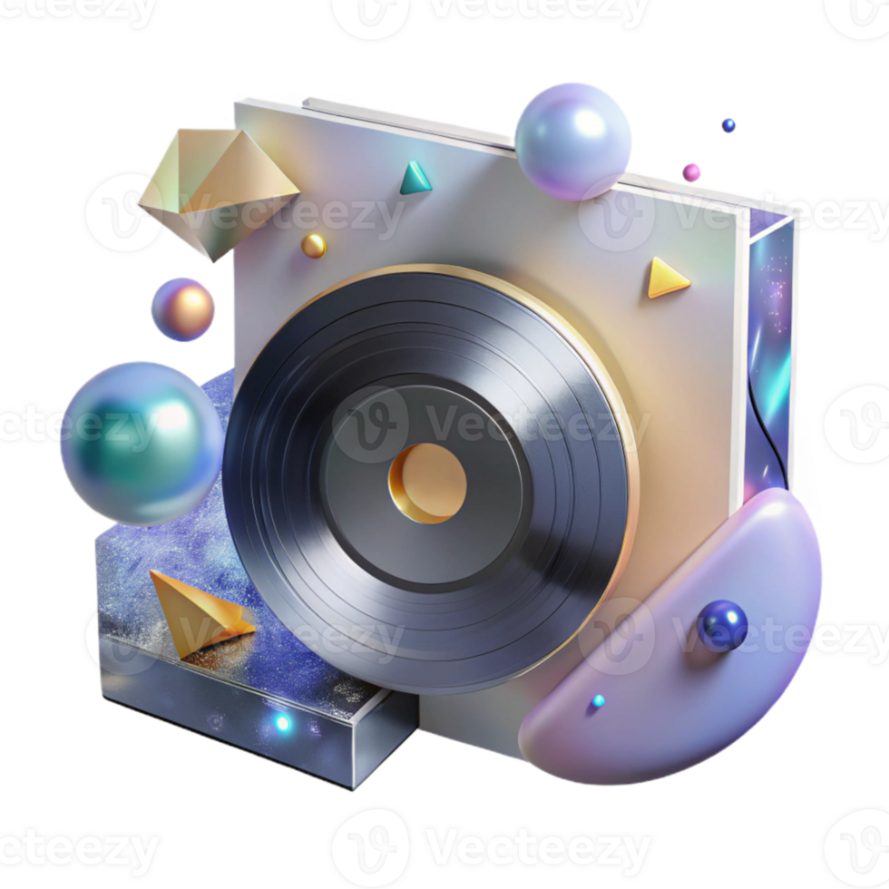 vibrant abstract Vinyl Records in a Crate Cutout high resolution png