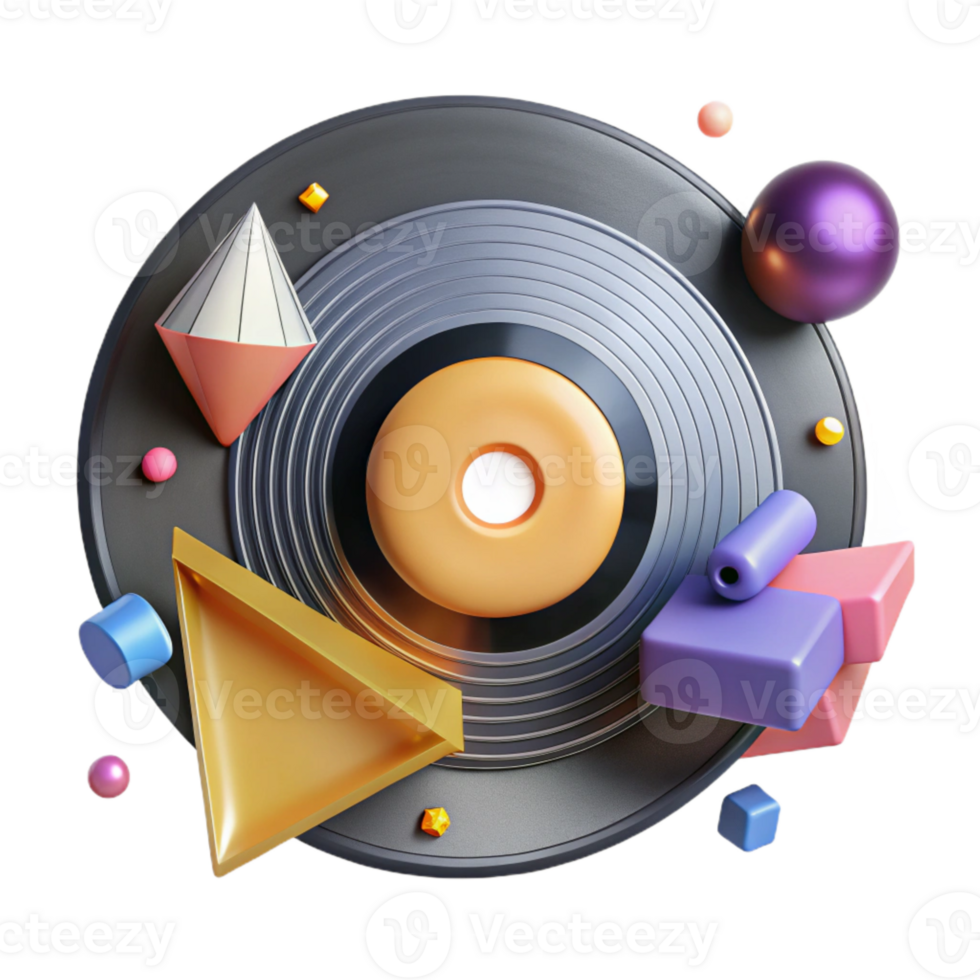 serene vintage Vinyl Record Retro Style Illustration Cutout premium png