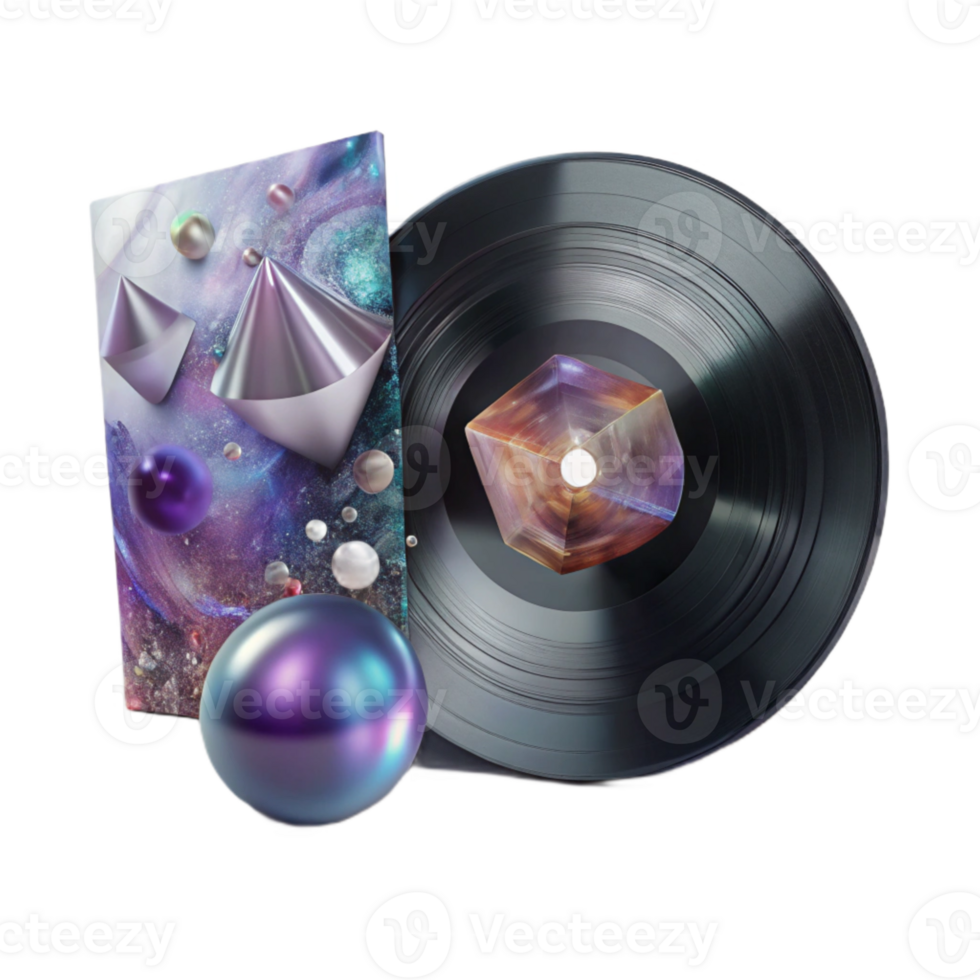 serene traditional Vinyl Record Sleeve Mockup Front View Transparent Album Art high resolution png
