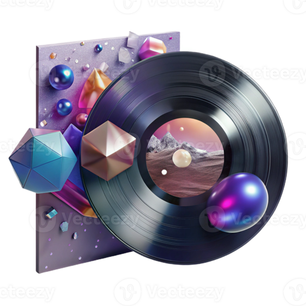 impressive abstract Vinyl Record Sleeve Mockup Front View Transparent Album Art professional png