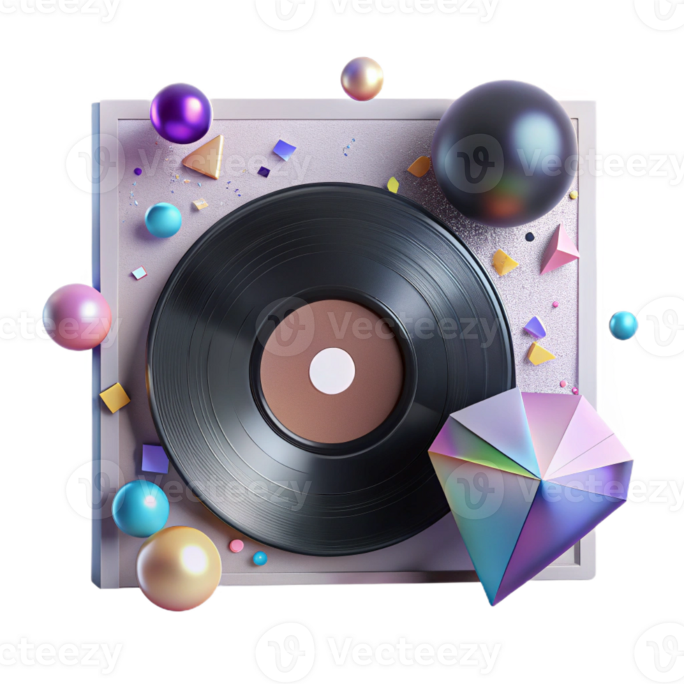 beautiful abstract Vinyl Record Sleeve Template Transparent high resolution png