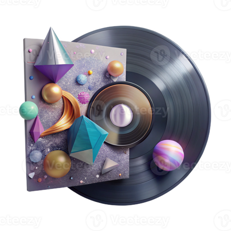serene minimalist Vinyl Record Sleeve Mockup Front View Transparent Album Art original png