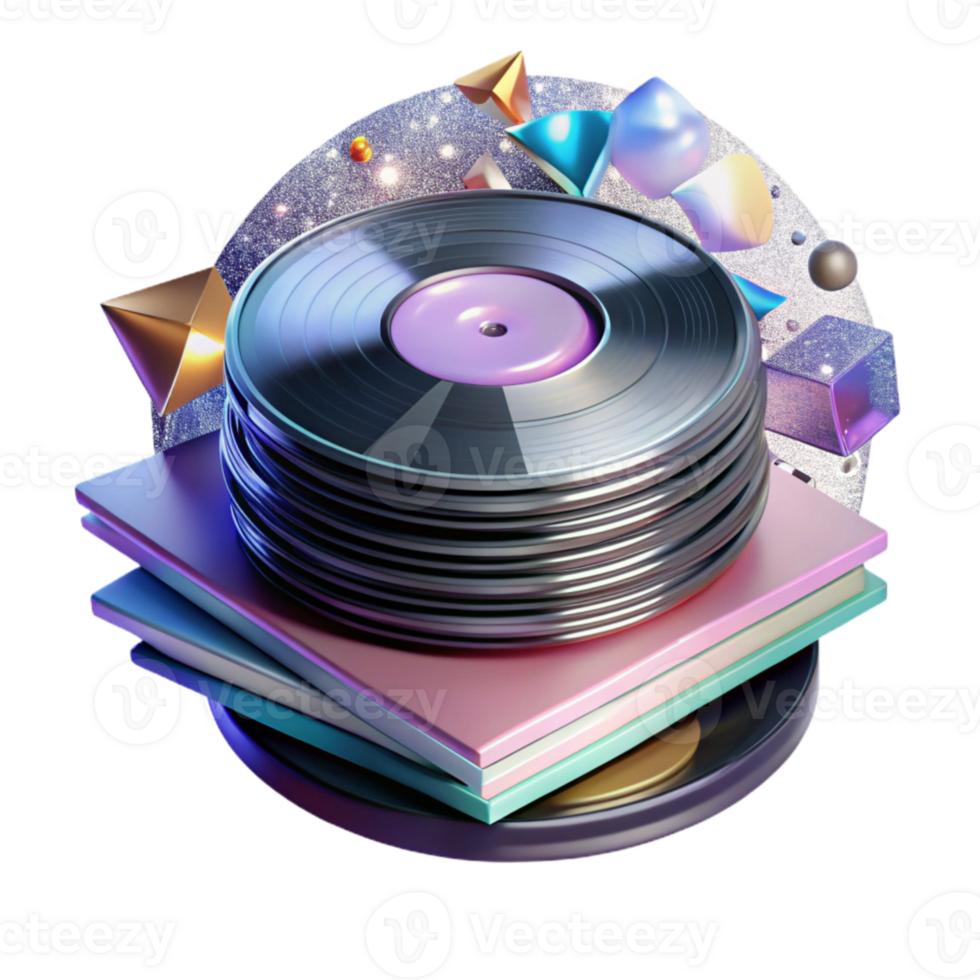 wonderful rustic Vinyl Record Stack Closeup Transparent Music Collection Detail high resolution png