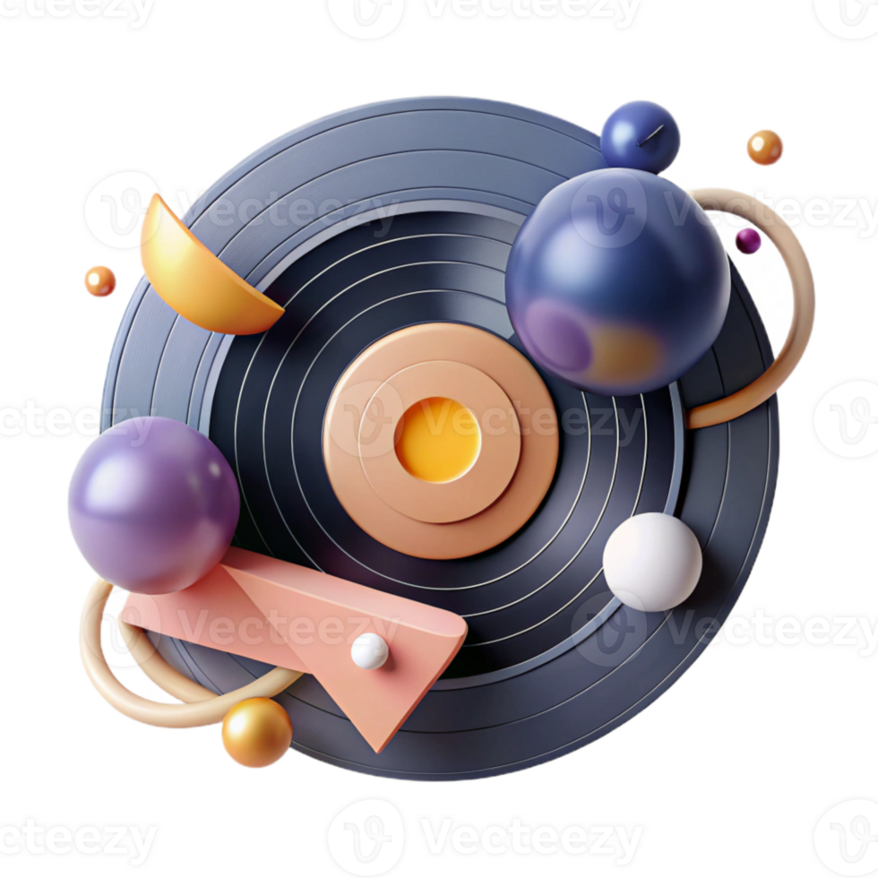 impressive rustic Vinyl Record with Abstract Design Cutout Modern Music professional png