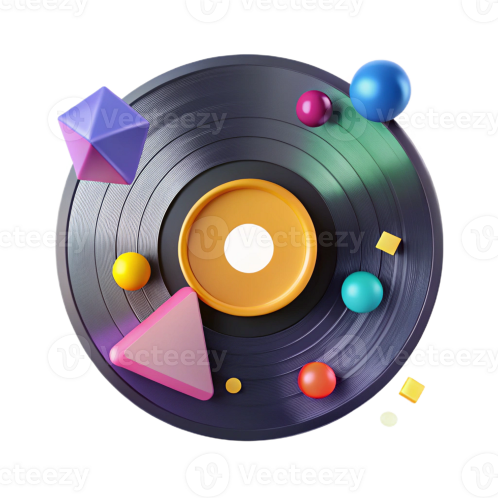 wonderful traditional Vinyl Record with Colorful Label Cutout Music Design Asset professional png