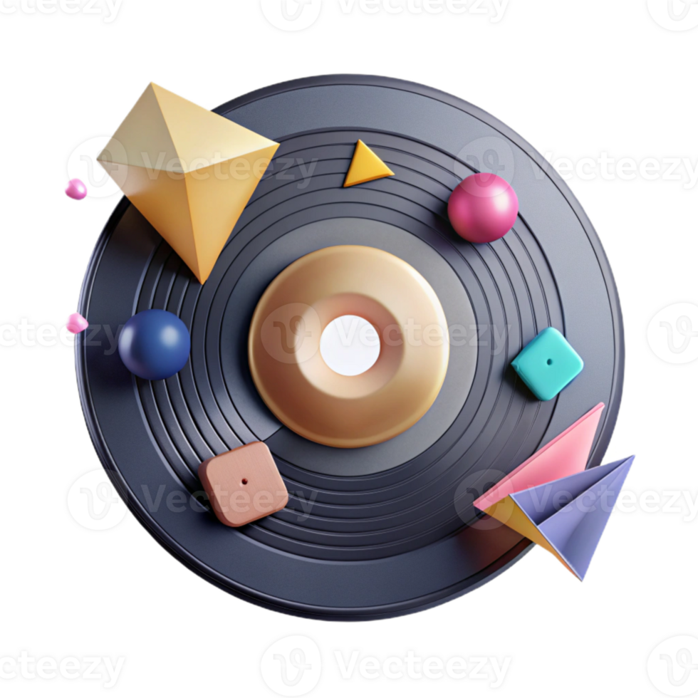 extraordinary rustic Vinyl Record with Geometric Pattern Cutout Modern Design high quality png