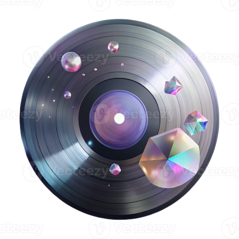 stunning minimalist Vinyl Record with Light Leaks Transparent Dreamy Effect high quality png