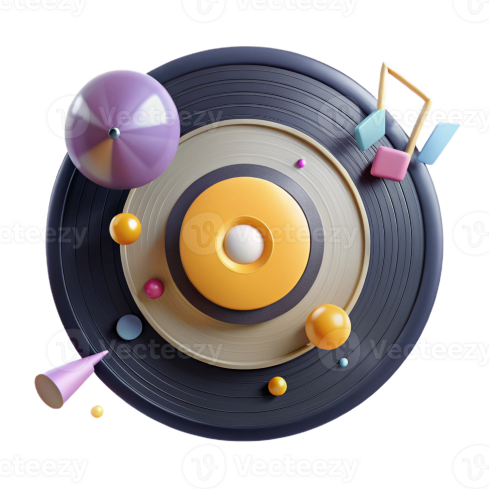 elegant traditional Vinyl Record with Needle Cutout Audio Design professional png