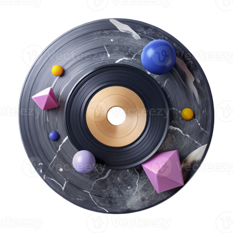 elegant minimalist Vinyl Record with Marble Texture Isolated Unique Design high quality png