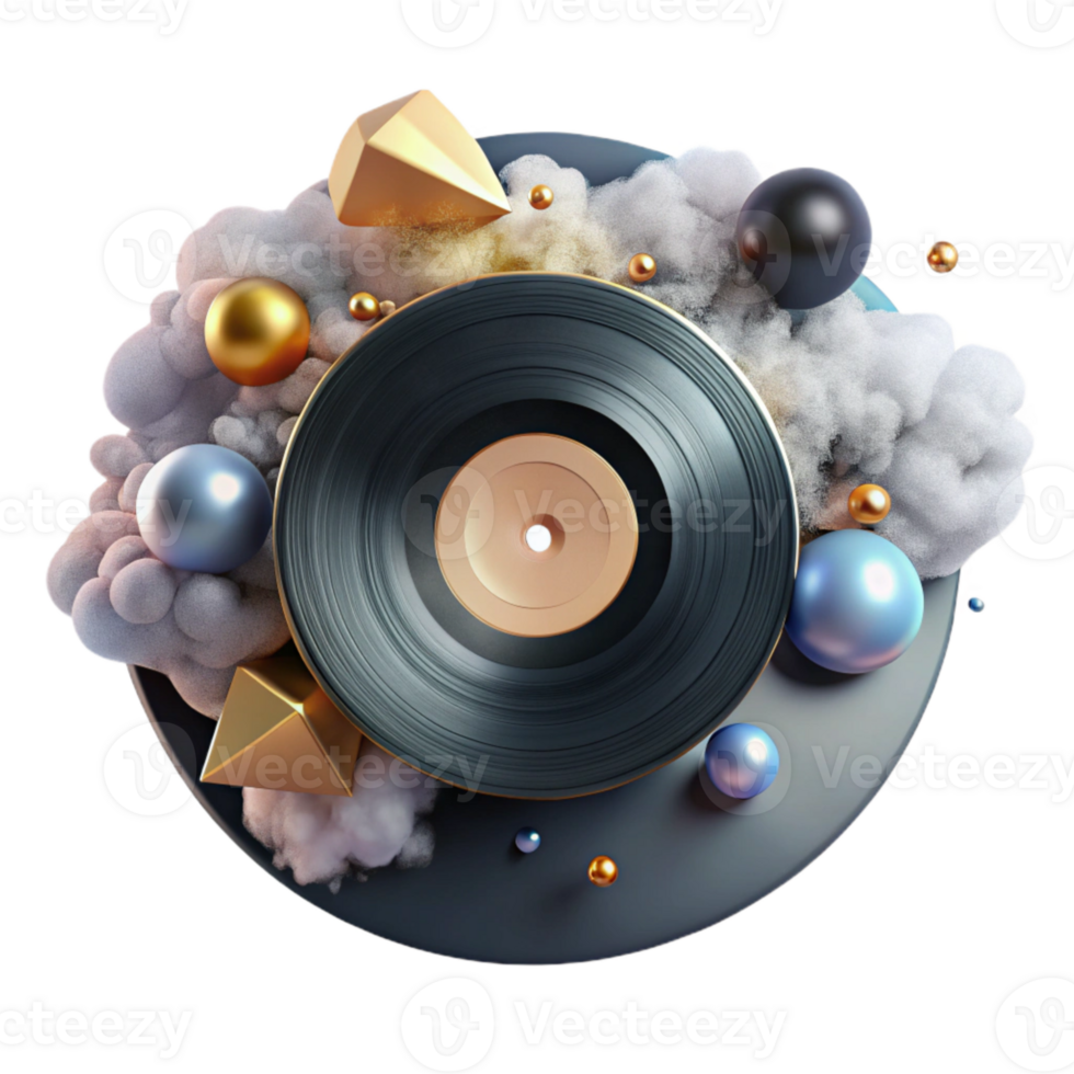 vibrant minimalist Vinyl Record with Smoke Effect Isolated Abstract Design exclusive png