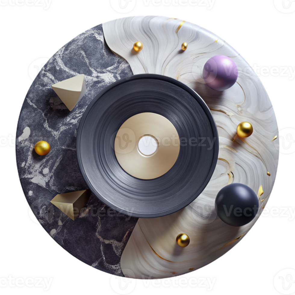 elegant rustic Vinyl Record with Marble Texture Isolated Unique Design original png