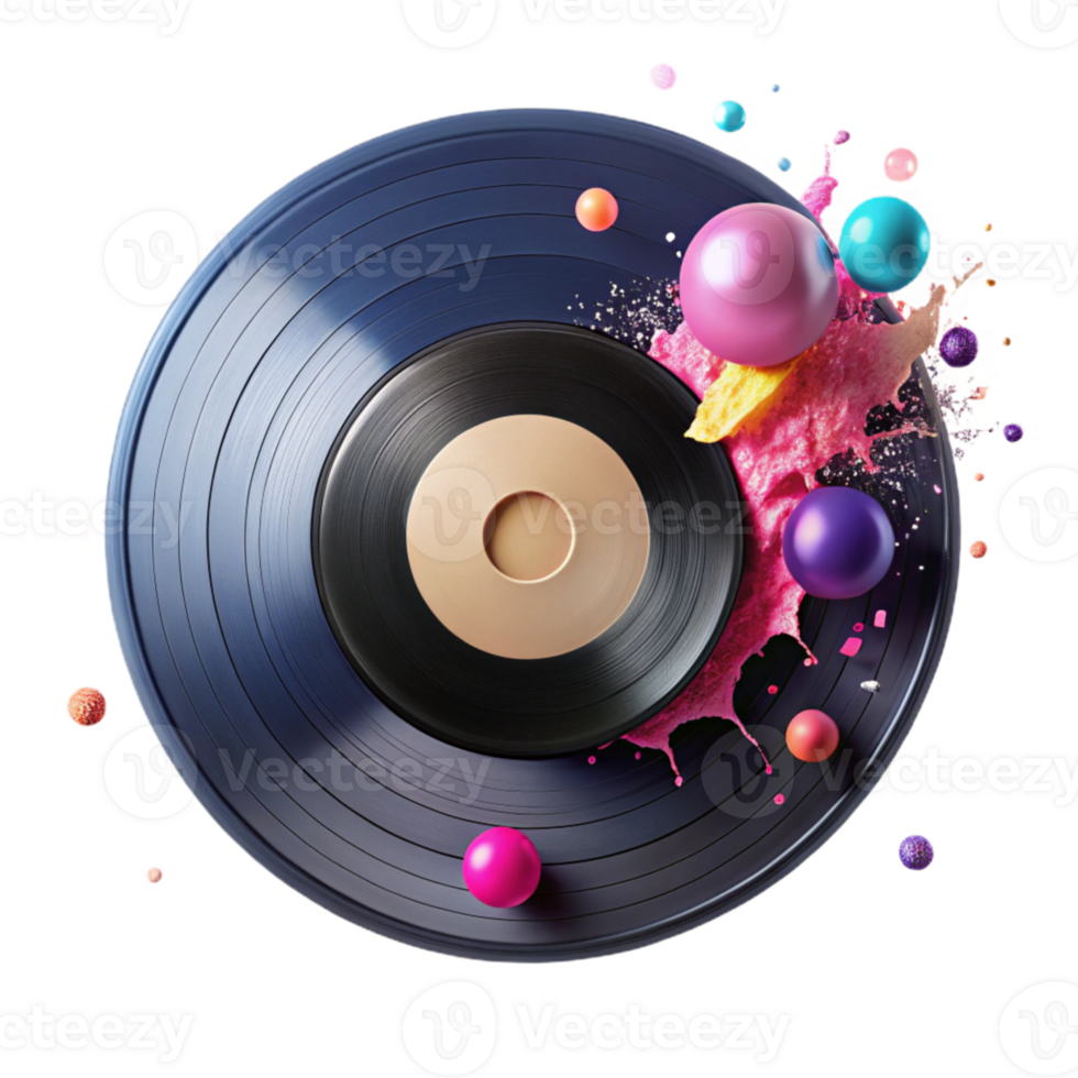 stunning minimalist Vinyl Record with Splatter Effect Isolated Grunge Design exclusive png