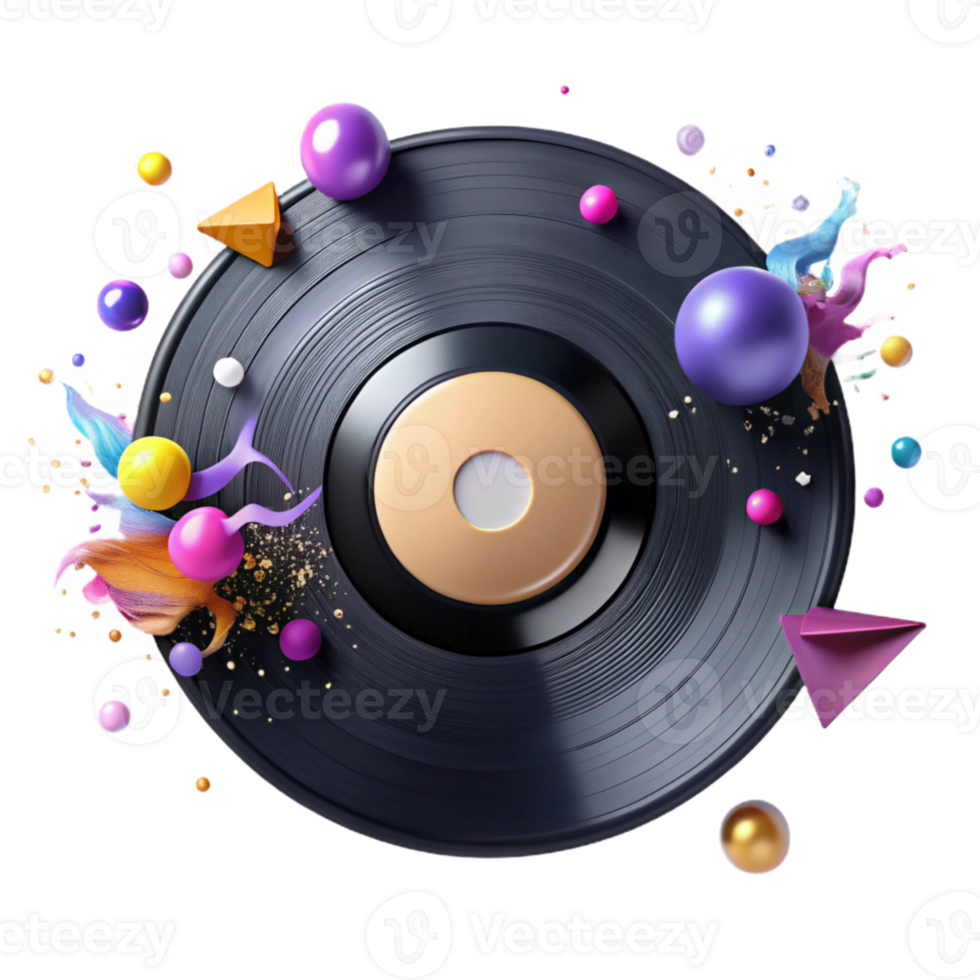 serene classic Vinyl Record with Splatter Effect Isolated Grunge Design detailed png