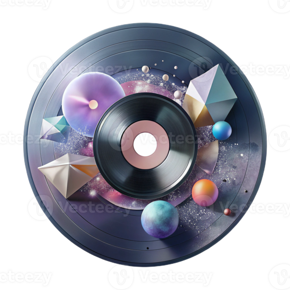 magnificent minimalist Vinyl Record with Watercolor Texture Transparent Artistic Music authentic png