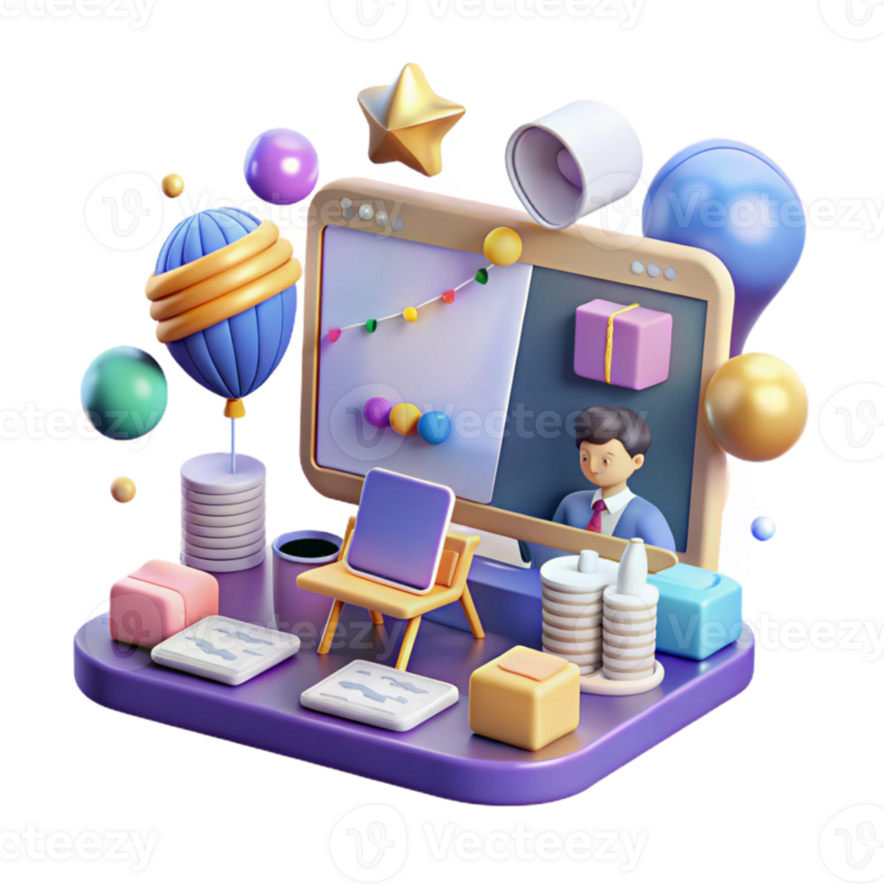 dramatic modern Virtual Classroom Meeting Transparent for Remote Education Graphics professional png