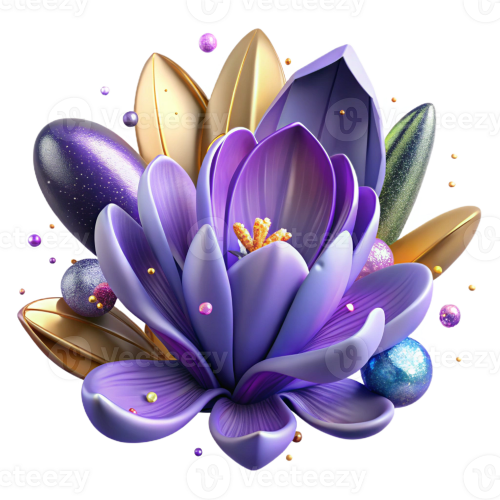 vibrant artistic Violet Crocus Texture Spring Flower Cutout png