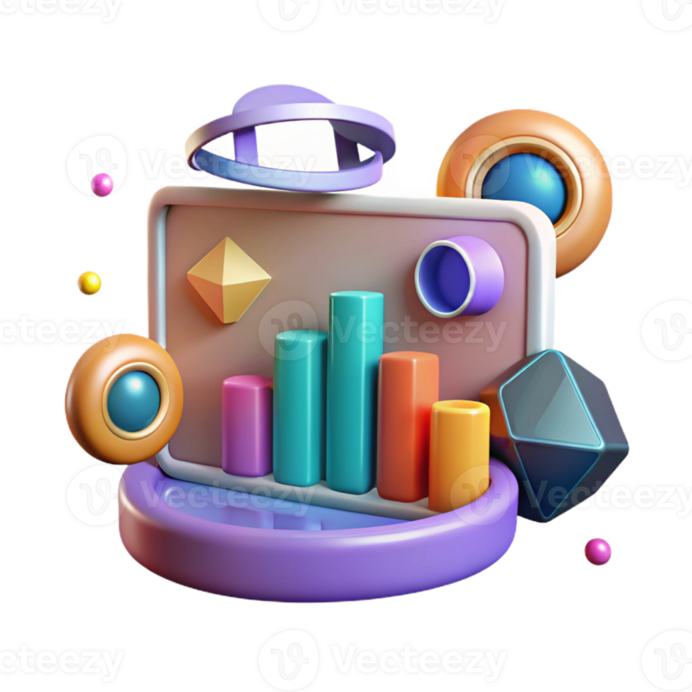 dramatic abstract Virtual Reality Data Chart Isolated for Business Presentations authentic png