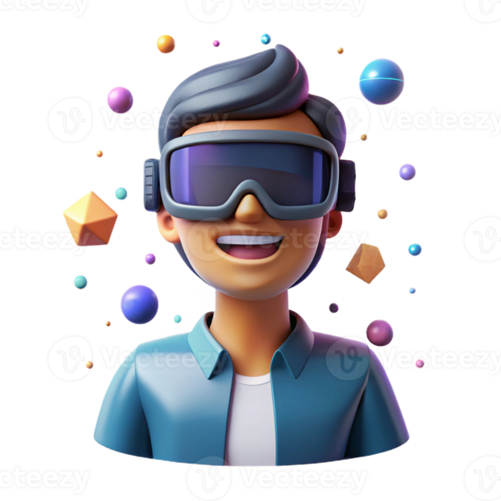 impressive minimalist Virtual Reality Headset Male Avatar Isolated for Gaming Profiles authentic png