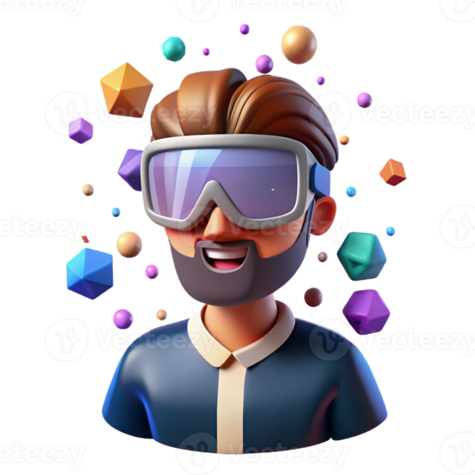 wonderful traditional Virtual Reality Headset Male Avatar Isolated for Gaming Profiles high quality png
