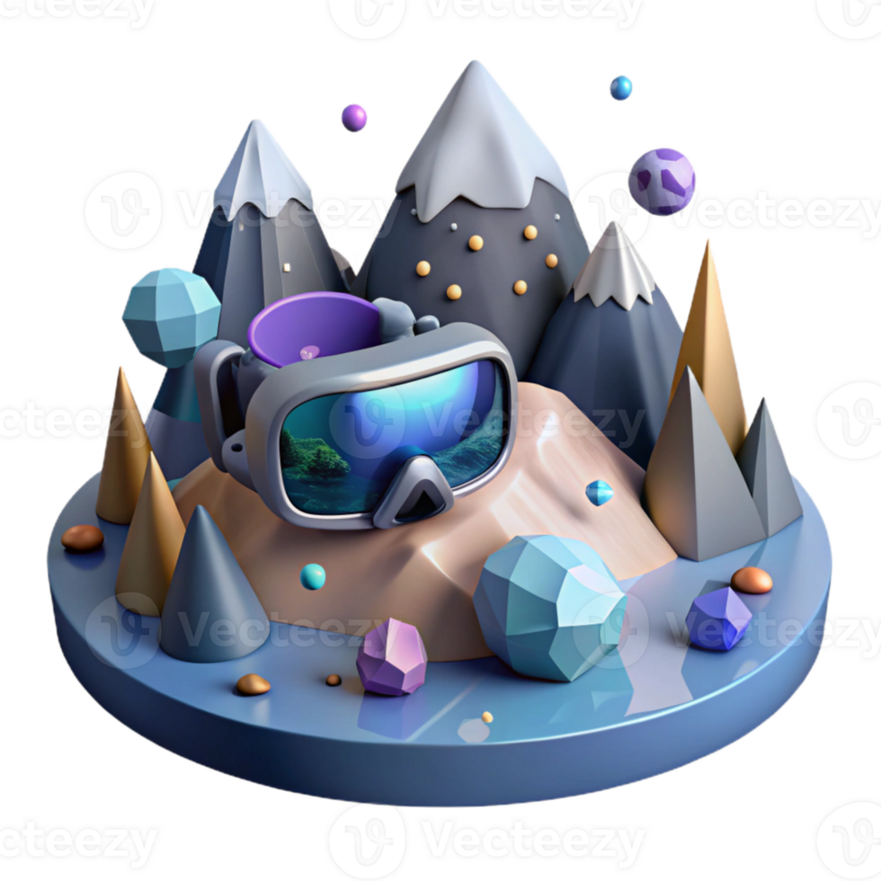 extraordinary creative Virtual Reality Mountain Landscape Isolated for Nature Simulations exclusive png