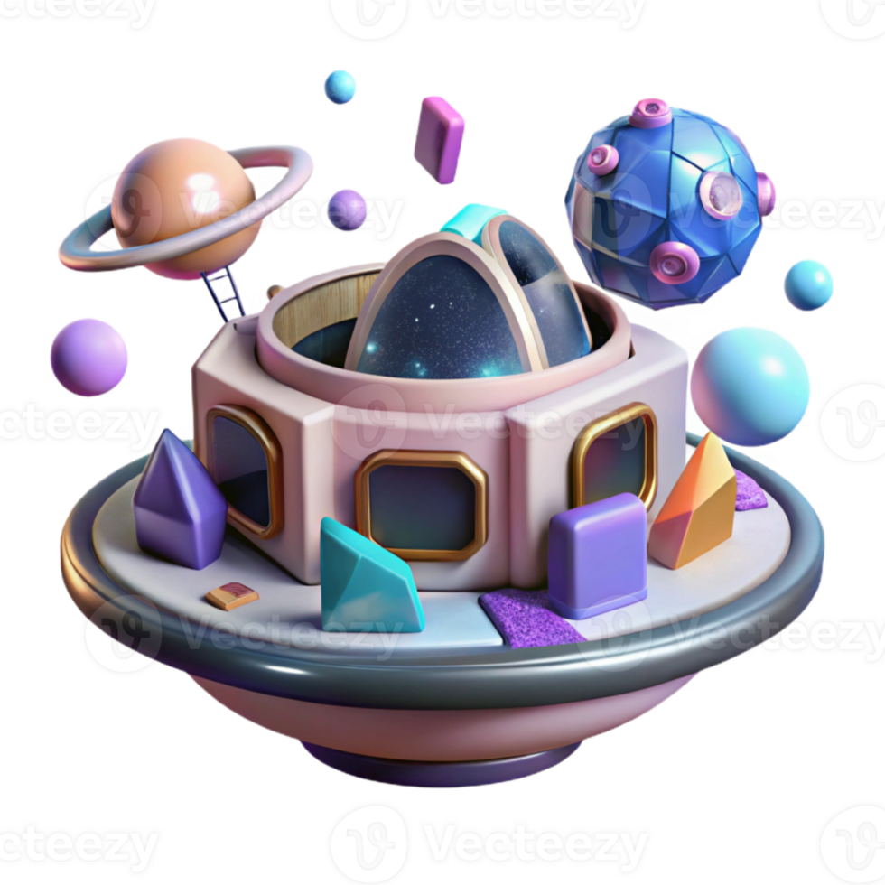 vibrant creative Virtual Reality Space Station Isolated for Scifi Illustrations png