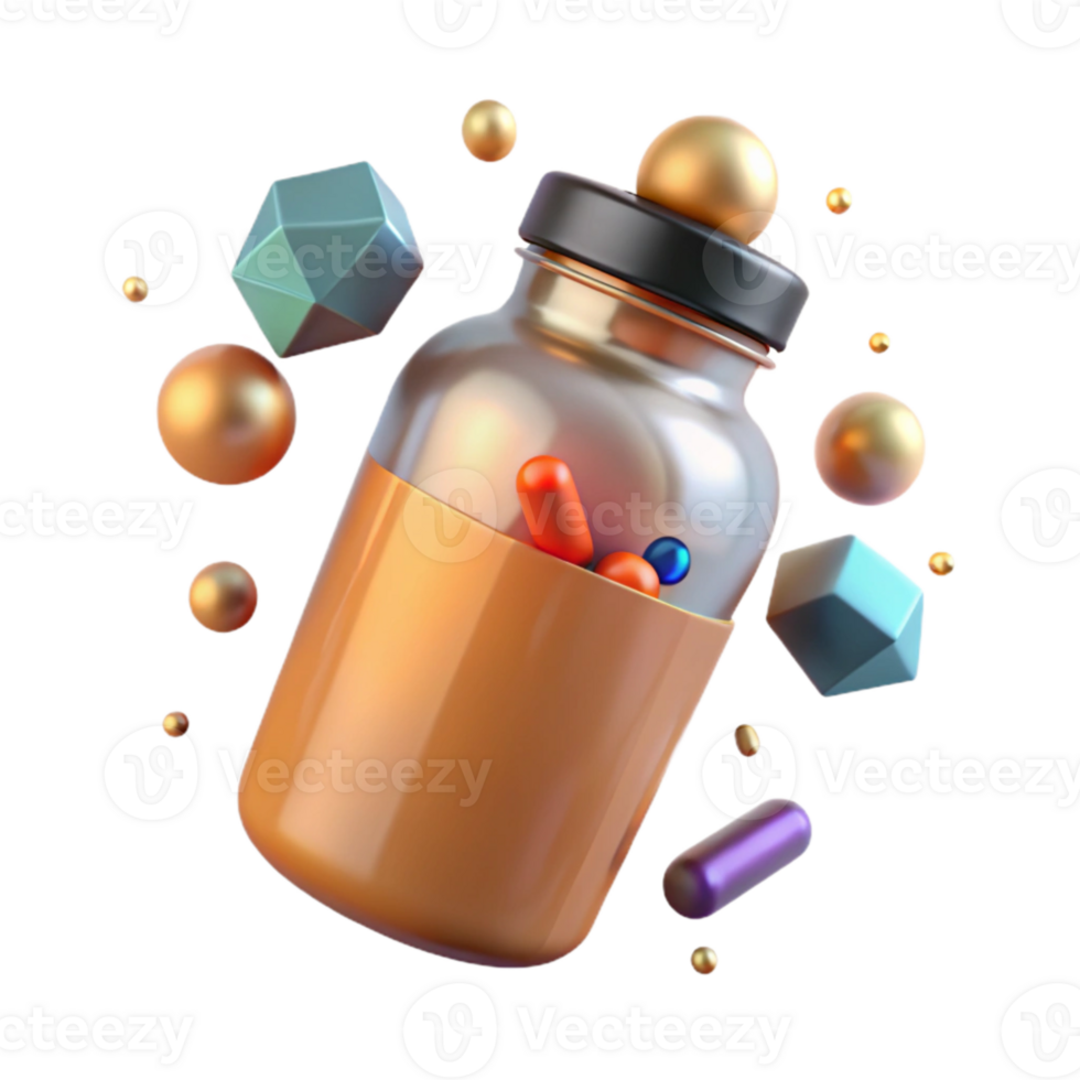 serene vintage Vitamin Bottle Health Supplement Isolated for Nutrition Design premium png