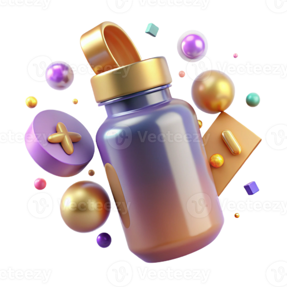 stunning abstract Vitamin Bottle Health Supplement Isolated for Nutrition Design authentic png