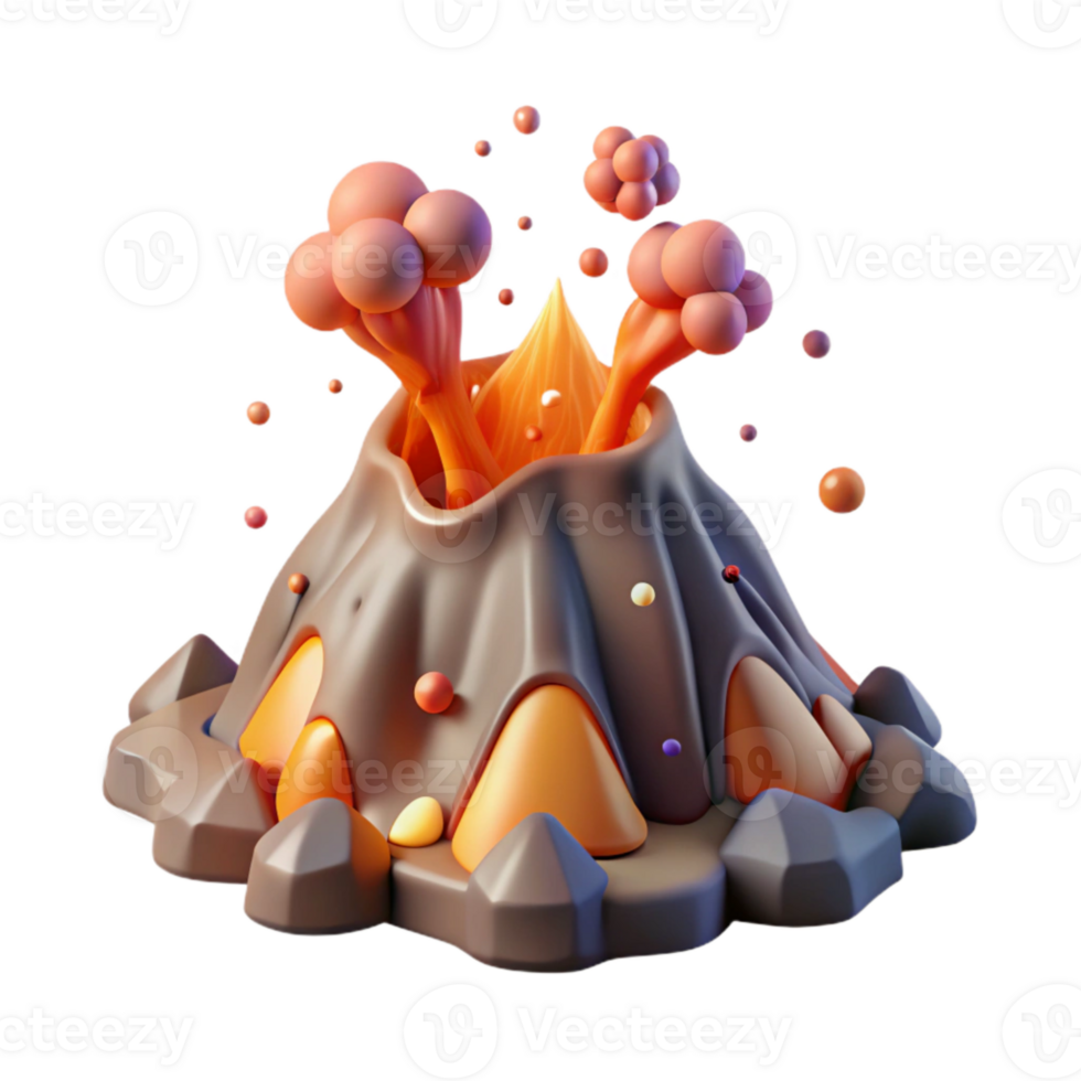 elegant minimalist Volcano Eruption Lava Flow Cutout for Geology Designs professional png