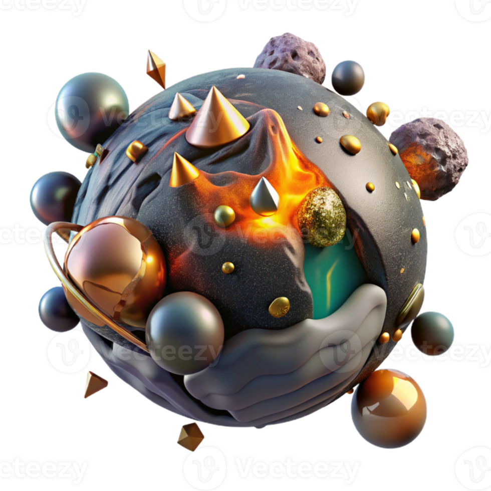 vibrant creative Volcanic Alien Planet Transparent for Book Covers professional png