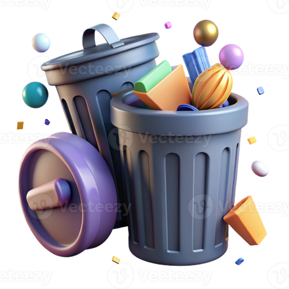 vibrant traditional Wastebasket Trash Can Office Cleaning Cutout for Workspace Hygiene authentic png