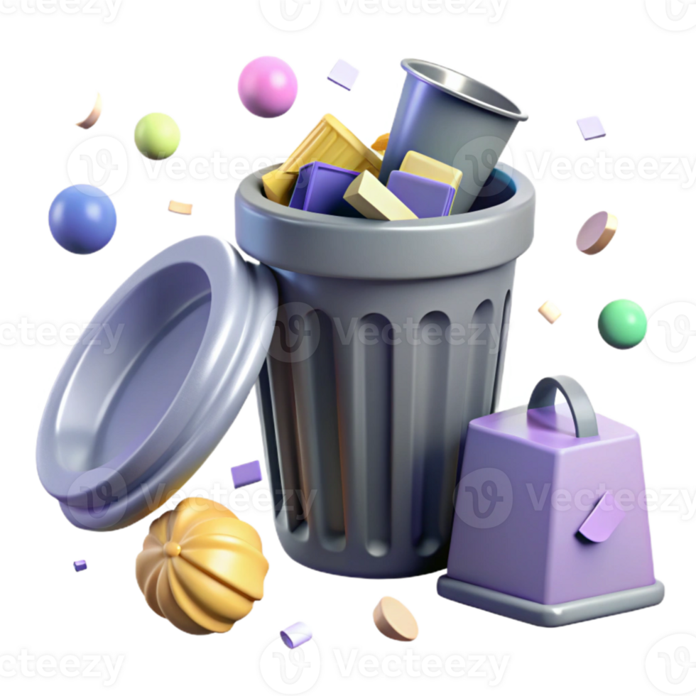 vibrant classic Wastebasket Trash Can Office Cleaning Cutout for Workspace Hygiene original png