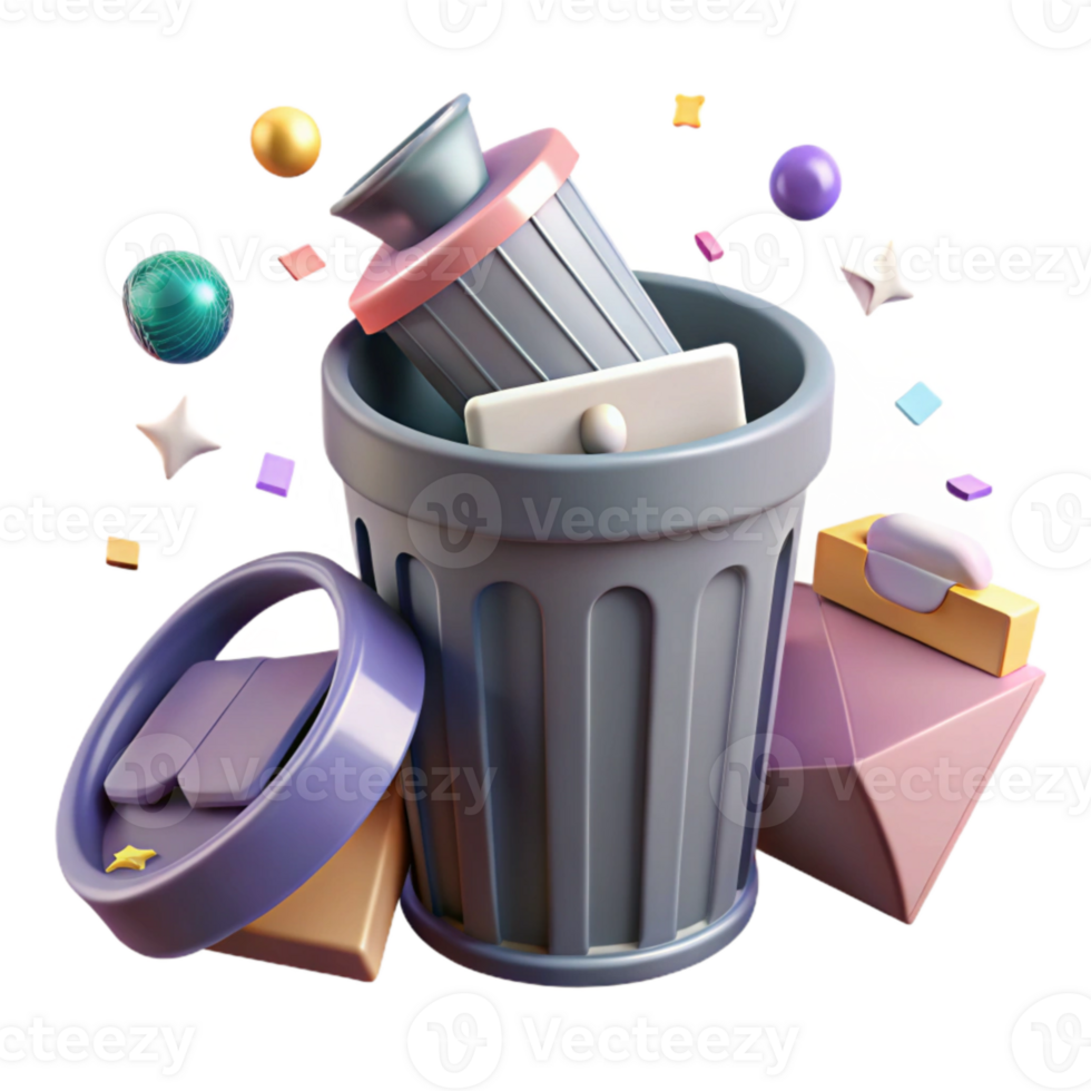 vibrant abstract Wastebasket Trash Can Office Cleaning Cutout for Workspace Hygiene detailed png