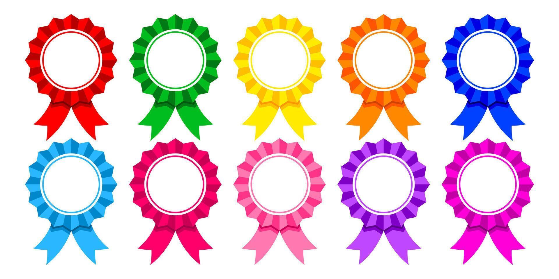 award bow and ribbon, graduation celebration badge, label emblem award for icon vector