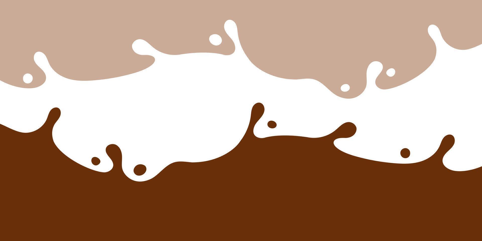chocolate and milk splash, melted choco brown and milkshake simple shape, cocoa milk waves, dark chocolate milk splashes for advertising dairy cacao products vector