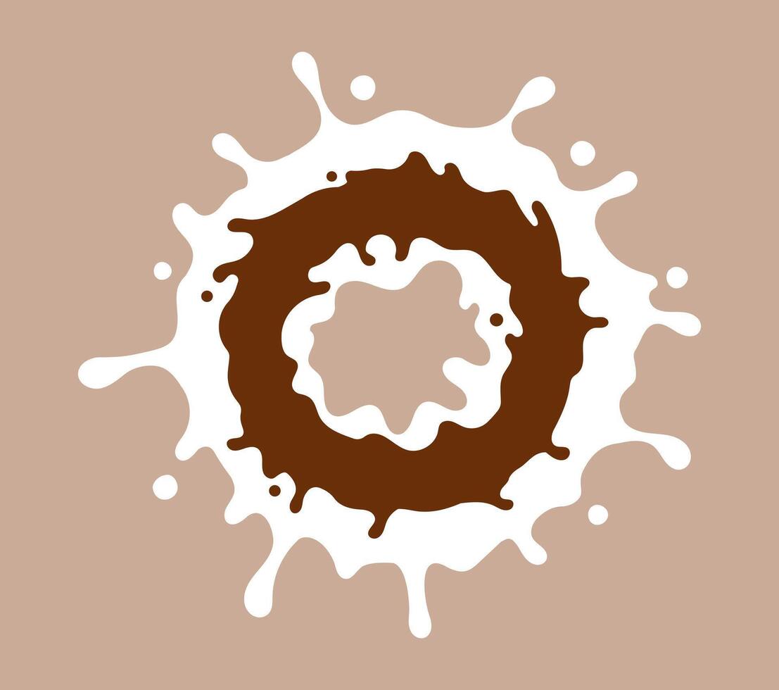 chocolate milk splash shape, melted choco brown and milkshake simple shape, cocoa milk waves, dark chocolate milk splashes for advertising dairy cacao products vector