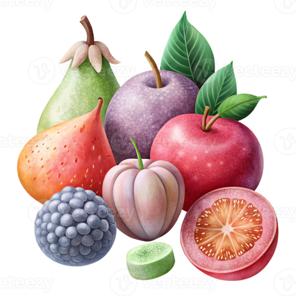 elegant rustic Watercolor Fruits Vegetables Fresh Produce Transparent for Culinary Graphics original png