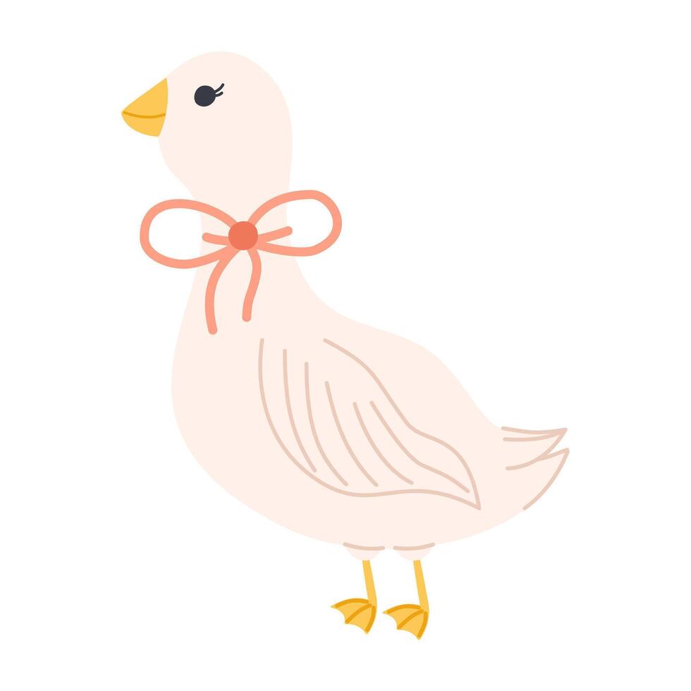 Cute illustration of a goose with a bow around its neck vector