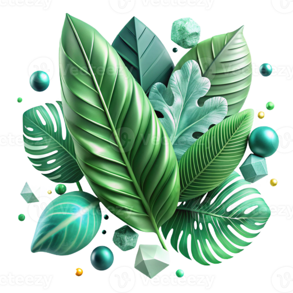 serene artistic Watercolor Leaves Foliage Green Pattern Cutout for Nature Inspired Designs professional png